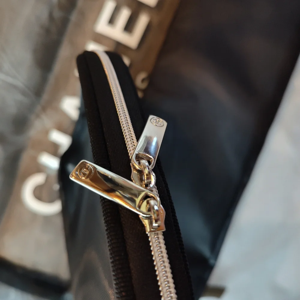 CHANEL Paris Mesh Tote & Pouch Set Black Chain Shoulder Bag Gold Hardware NIP - Picture 7 of 7